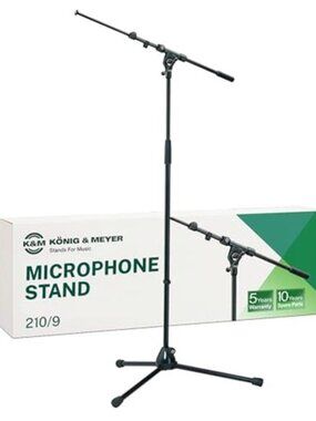 Tripod Microphone Stand - Adjustable Telescoping 2-Piece Boom Arm - Professional